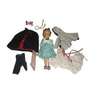 Vintage Horsman 10.5 inch Fashion Doll Lot Auburn Hair Sleep Eyes‎ Clothes Cape